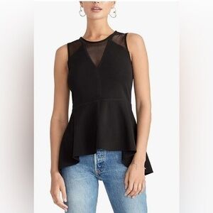 Rachel Roy Leslie Illusion Mesh Peplum Top Black New/ sz Medium‎